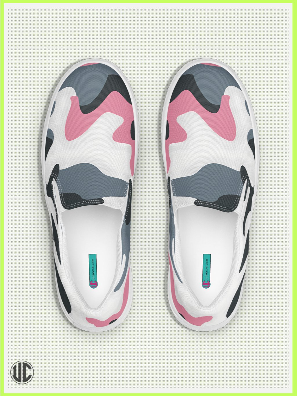 UnkoCon – Bubblegum Pink Urban Camo Women’s Slip-On Shoes product image (1)