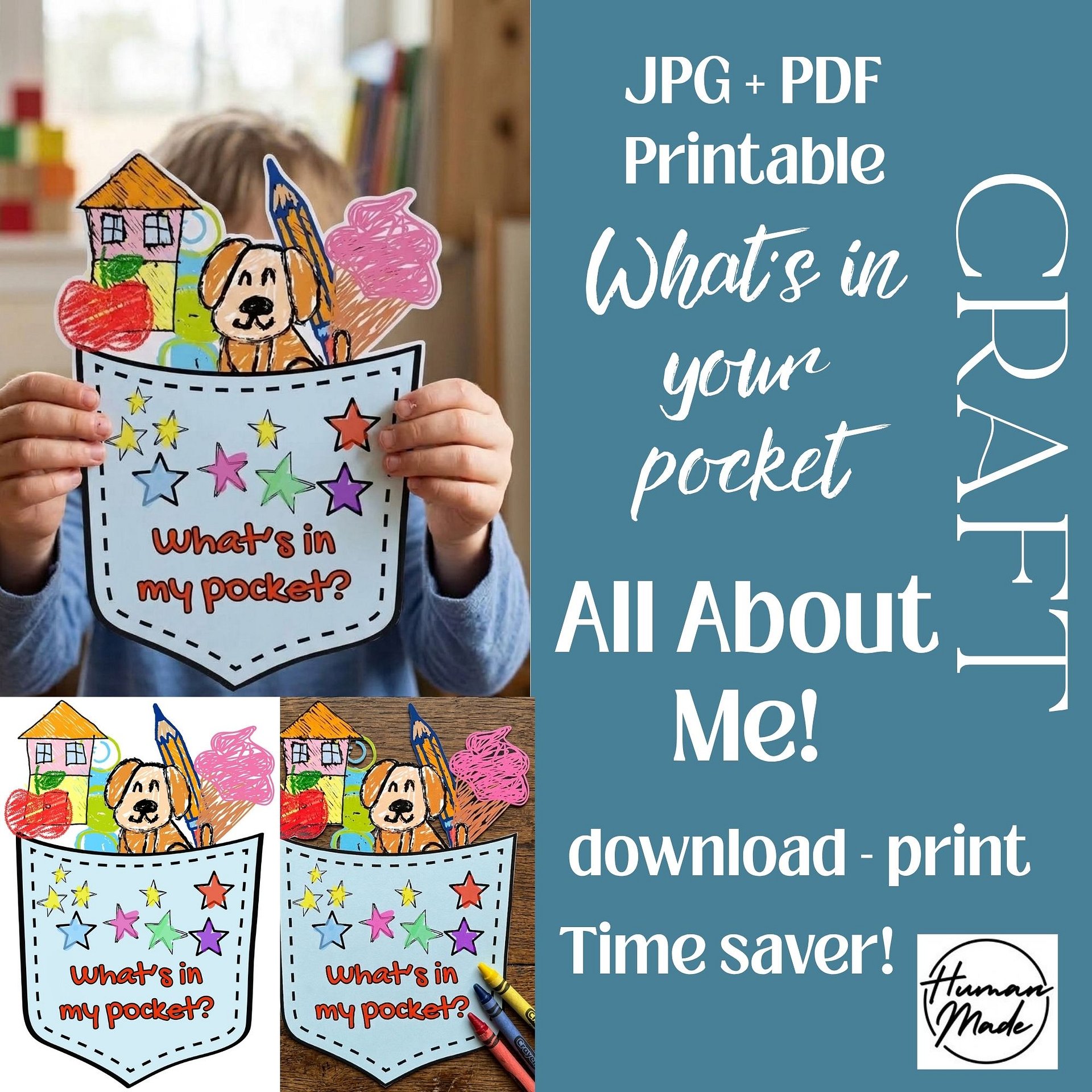 All About Me What's in my Pocket Printable Craft Back to School Activity PDF product image (1)