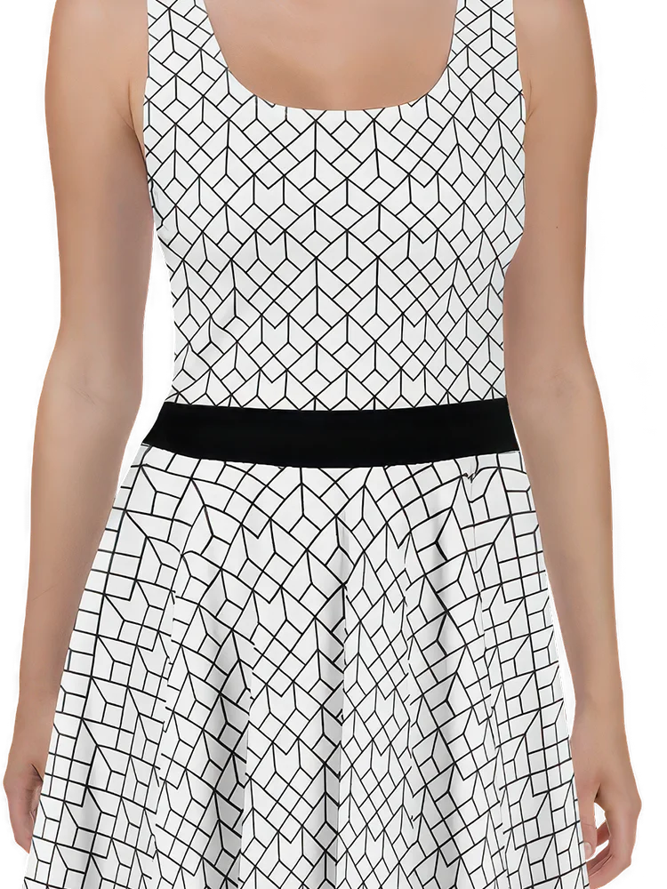 Black & White Mesh Pattern Geometric Dress product image (2)