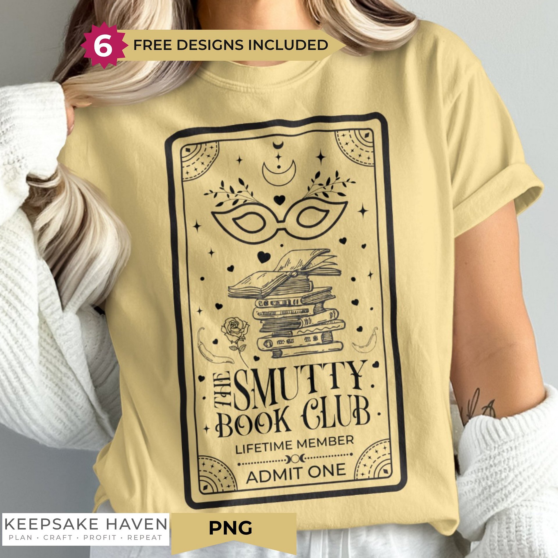 Smutty Book Club Dark Romance Witchy Book Reader SVG PNG, Sublimation Clipart for Shirt, Mug Designs, Printable Wall Art, Digital Download product image (1)