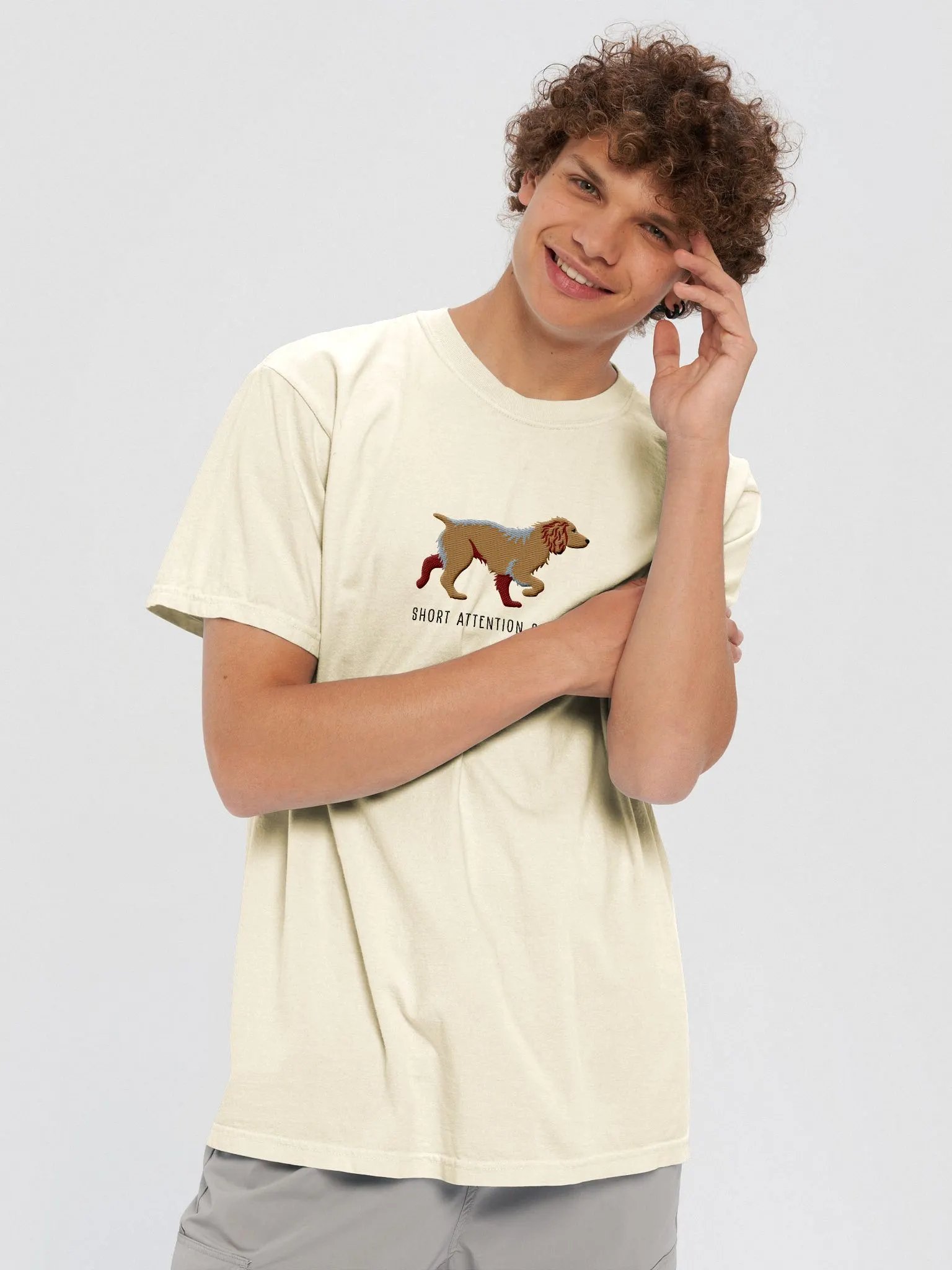 Short Attention Spaniel T-Shirt(Embroidered) of a Working Cocker Spaniel(Tan) product image (8)
