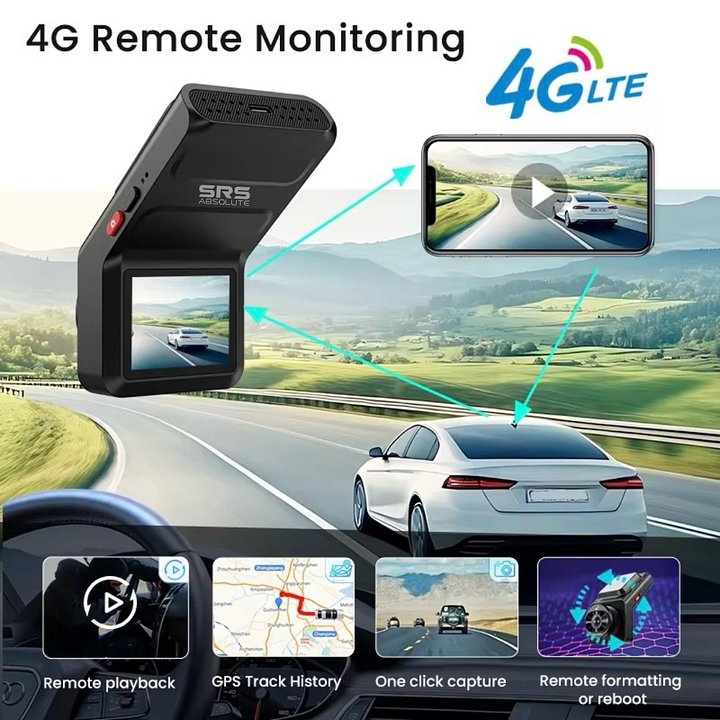SRS ABSOLUTE 4K+4G Dual Dash Cam Front Rear Record GPS+Live Video ADAS BSD Park Monitor Timelapse WiFi Hotspot Reverse Parking Remote Playback Voice Call MicroSD SIM Support product image (2)