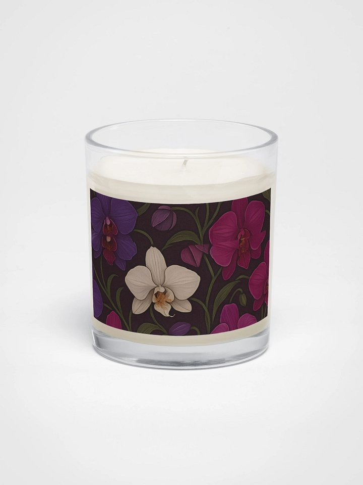 Purple And White Orchid Soy Candle With Elegant Floral Design product image (1)