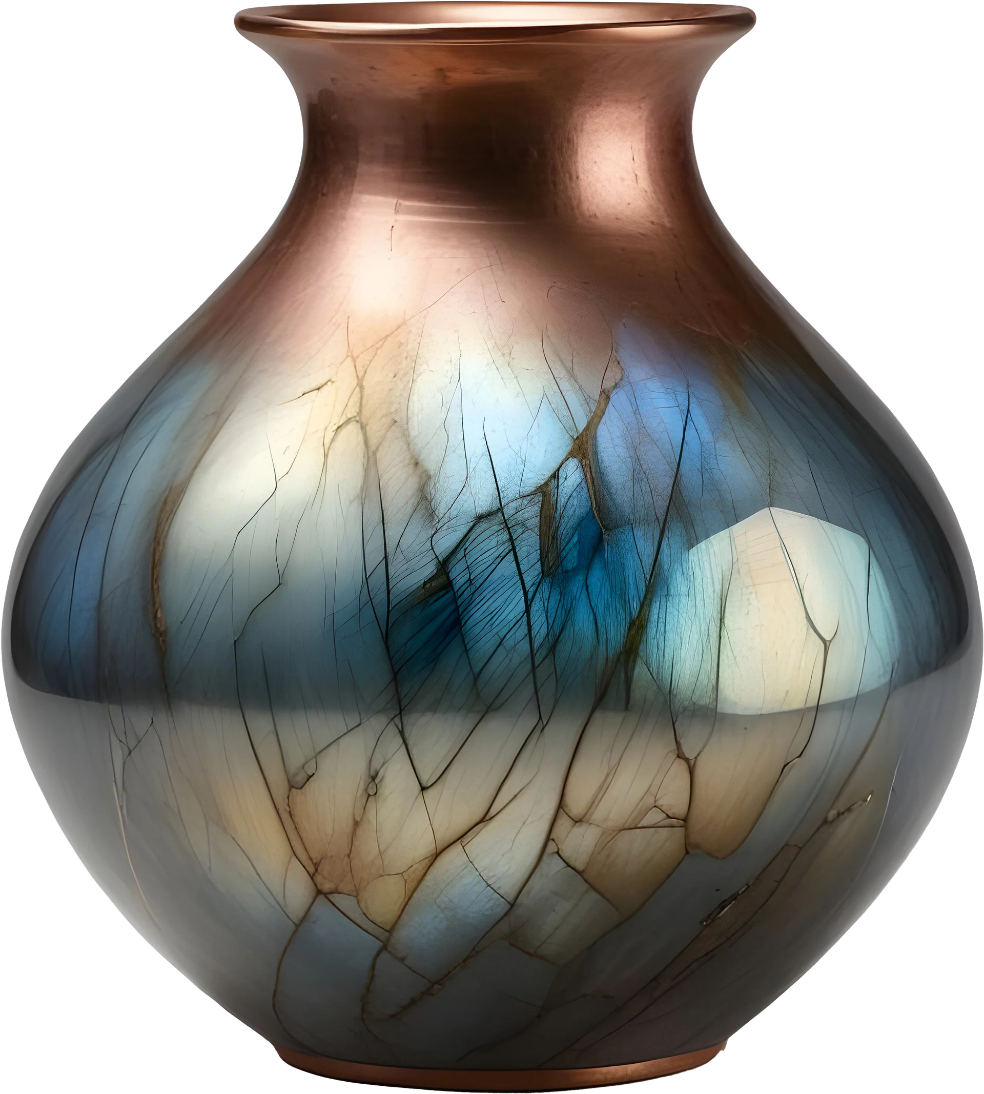 Stellar Luxe – Labradorite & Copper Globe Vase PNG product image (1)