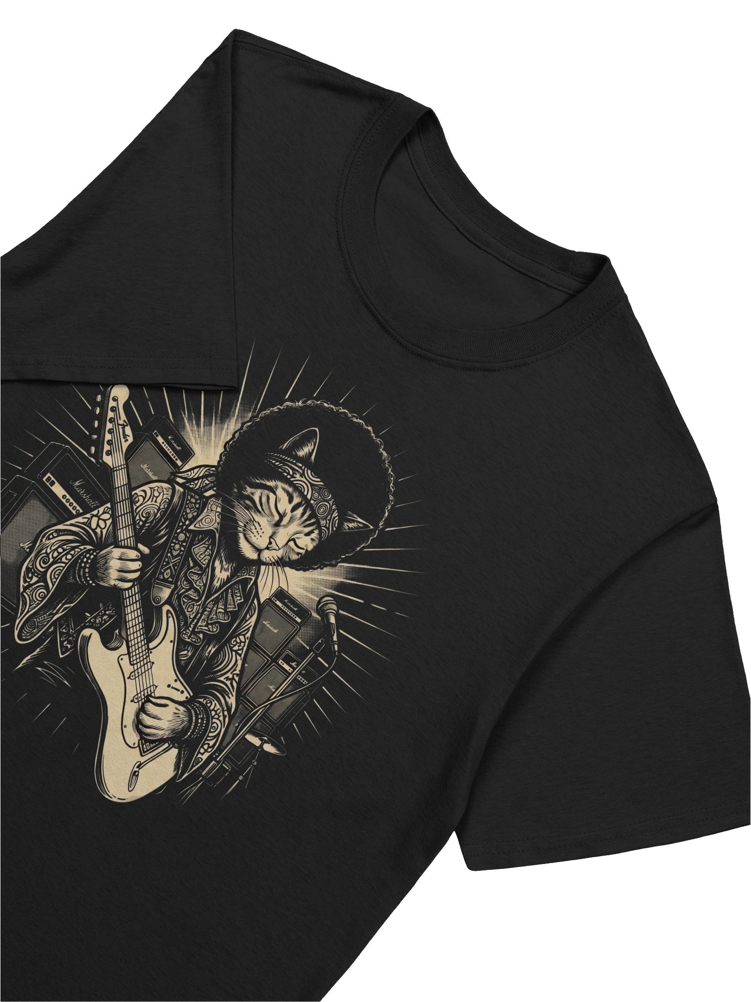 Jimi Hendrix Cat Guitar T-Shirt | Funny Rock Music Guitar Tee product image (5)