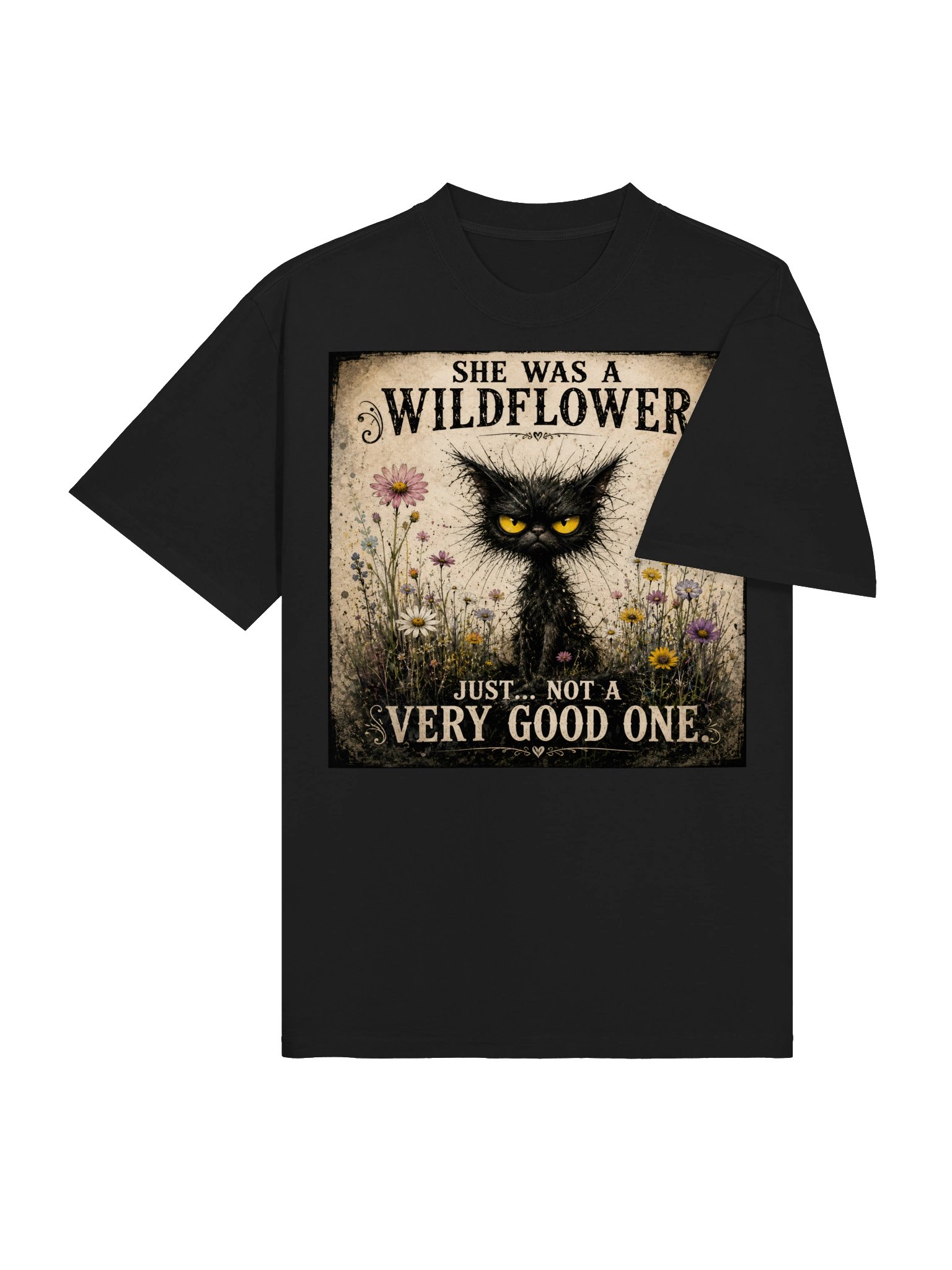 Funny Black Cat T Shirt She Was a Wildflower Cat Lover Gift for Sister Brother Aunt Uncle product image (5)