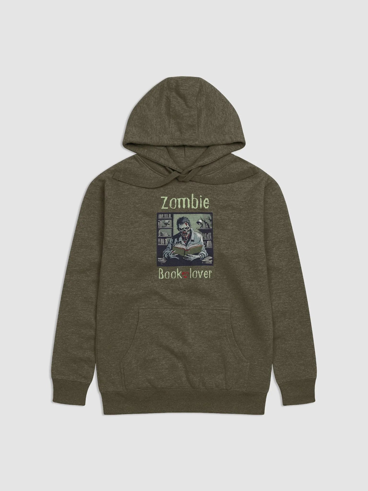 Zombie Book Lover - Military Green Unisex Hoodie product image (1)