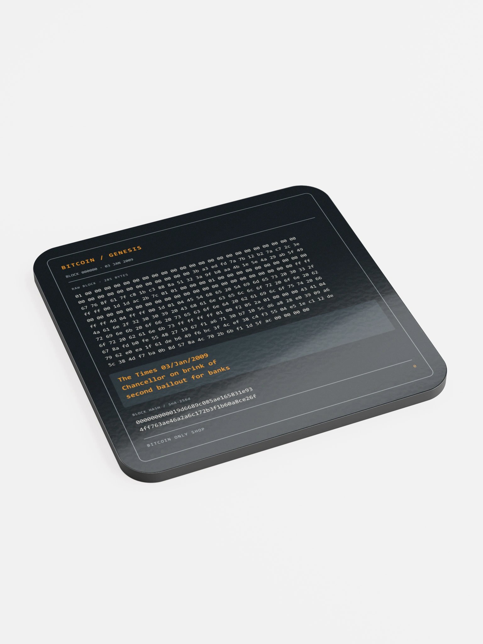 Genesis Block — Obsidian Bitcoin Coaster product image (2)