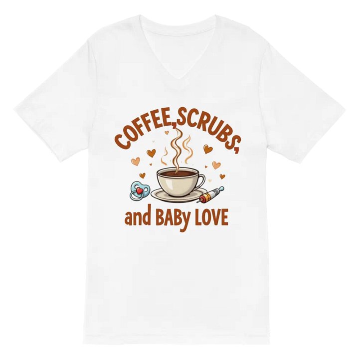 Coffee, Scrubs, and Baby Love V-Neck Tee product image (6)