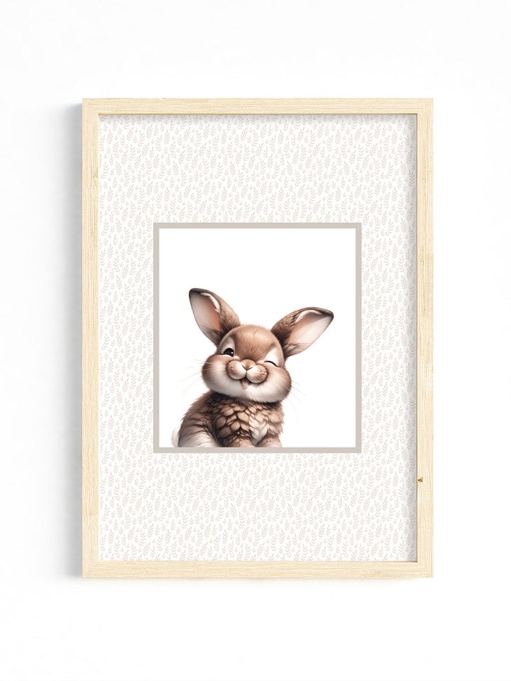 Happy Woodland Bunny, Boho Nursery Print product image (1)
