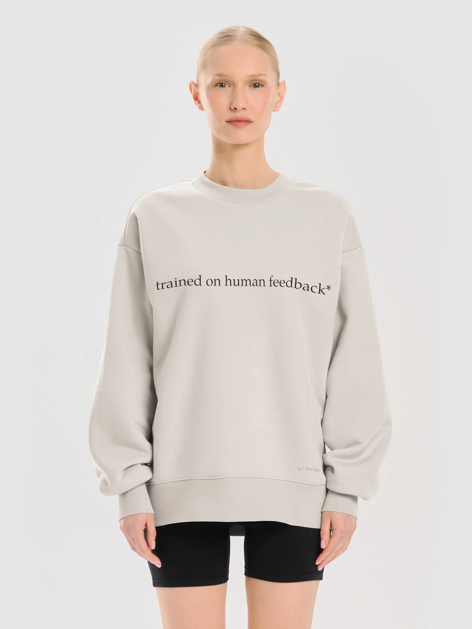 trained on human feedback* — heavy crewneck product image (9)