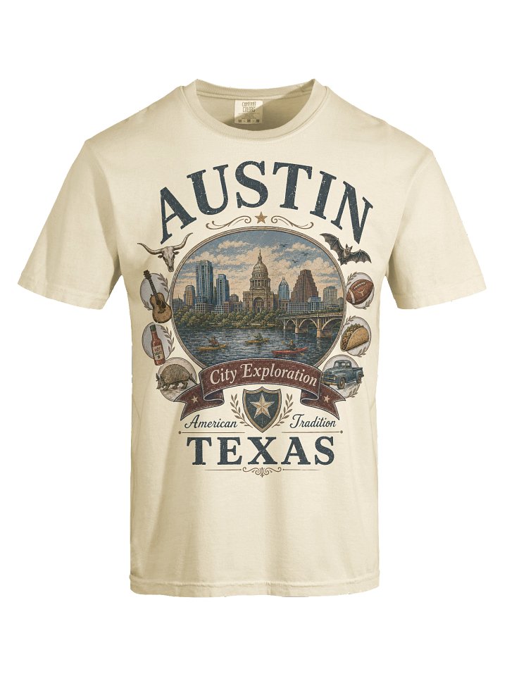Austin Vintage Graphic Tee, Texas Graphic T-Shirt, Comfort Colors Austin Skyline Shirt, Retro City Exploration Tee, Unisex product image (68)