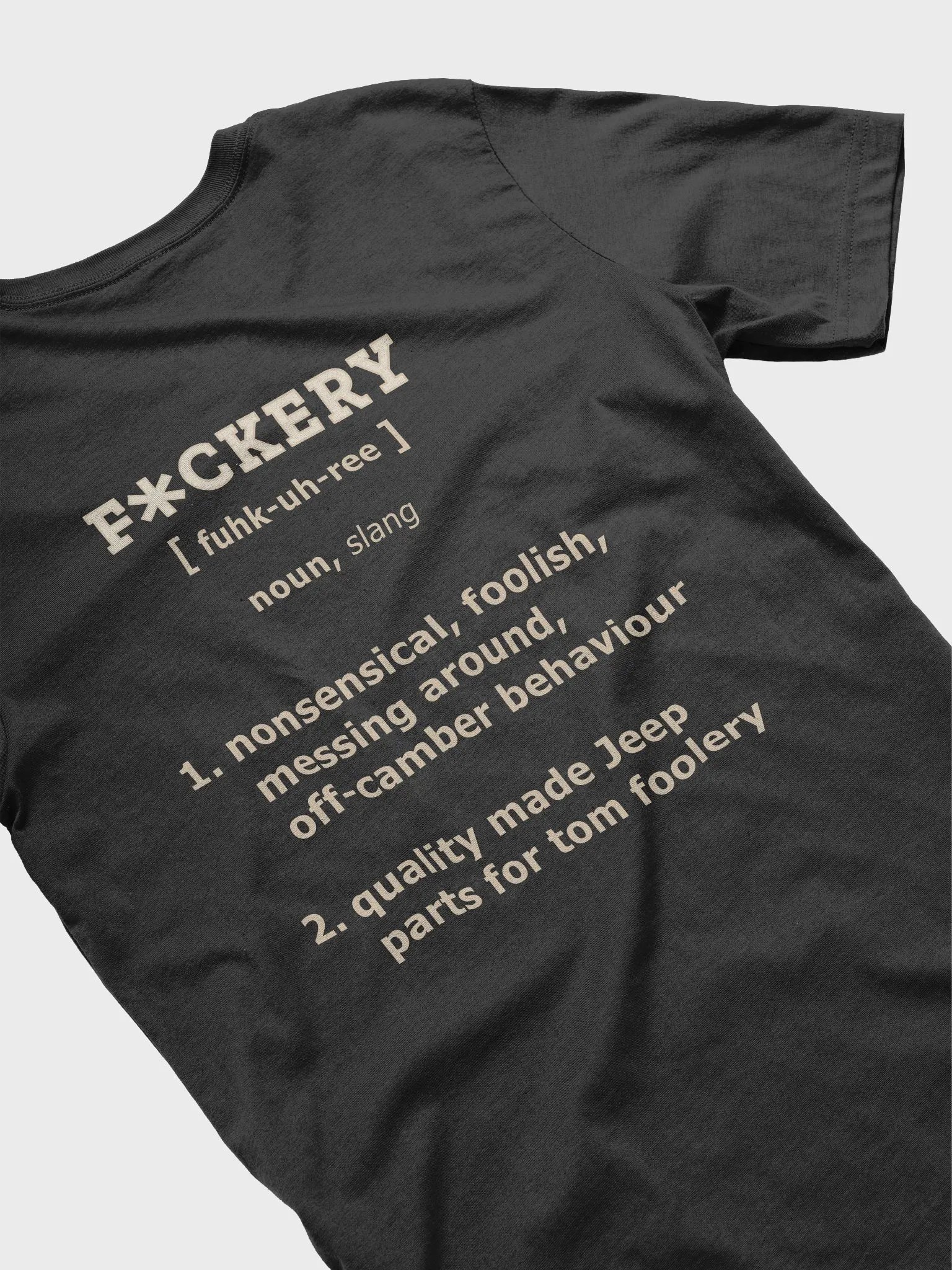 Unisex t-shirt with F*ckery Text Logo (Dark colours) - Clean product image (4)