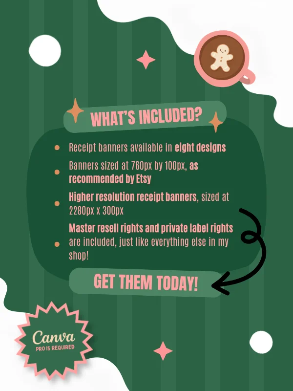 Coquette Christmas Etsy Receipt Banner Template product image (3)