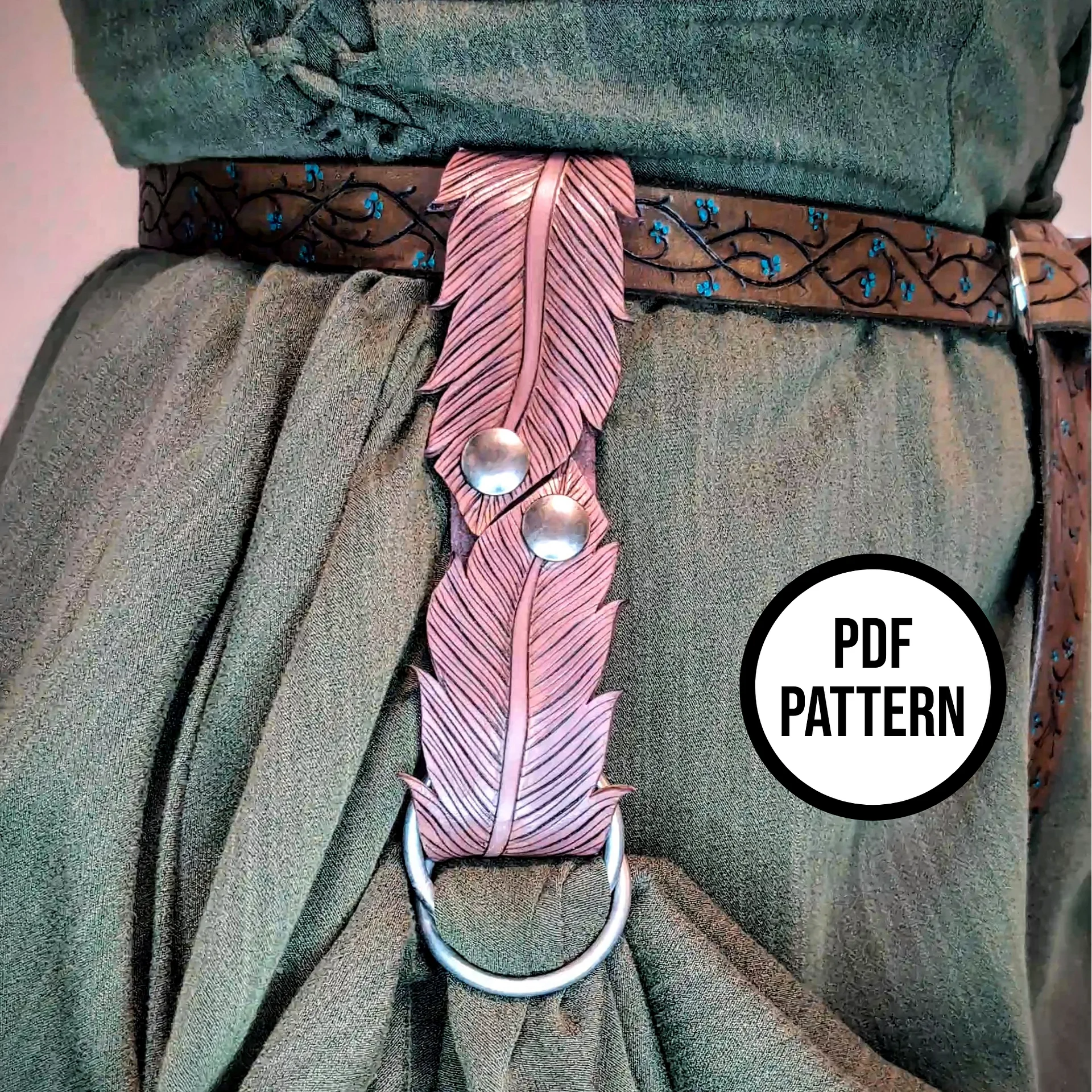 Leather Feather Belt Loop - PDF Pattern for Leathercraft product image (4)