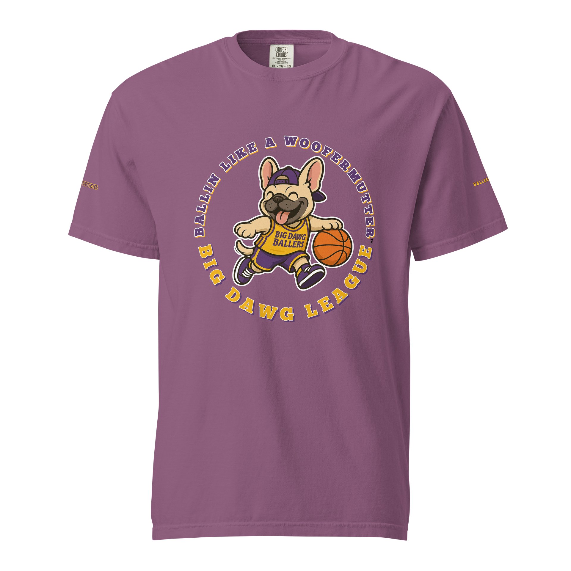 French Bulldog Ballin Like A WooferMutter™ Unisex Garment-Dyed Heavyweight T-Shirt product image (2)