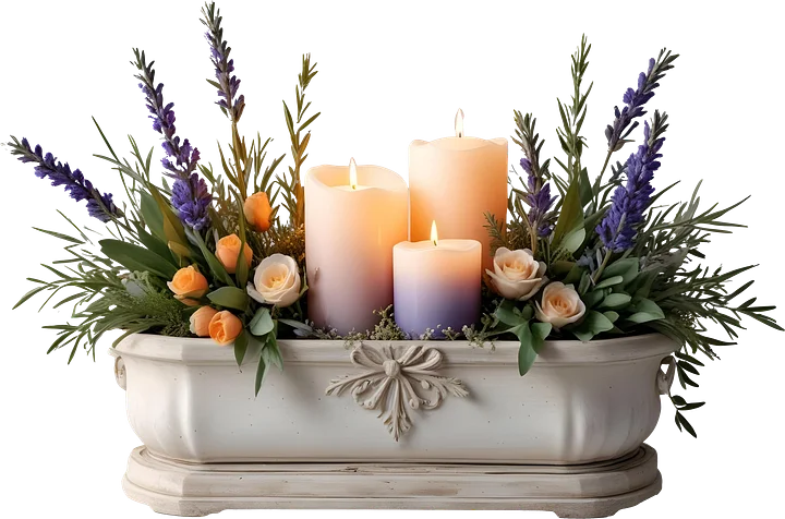 Provence-Inspired Candle and Floral Arrangements, PNG product image (1)