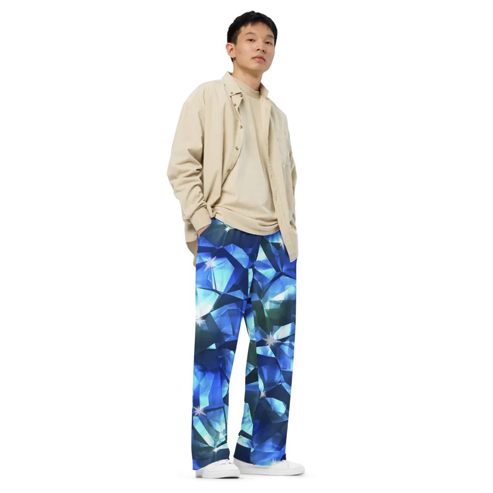 Blue Crystal Pattern Wideleg Pants product image (3)