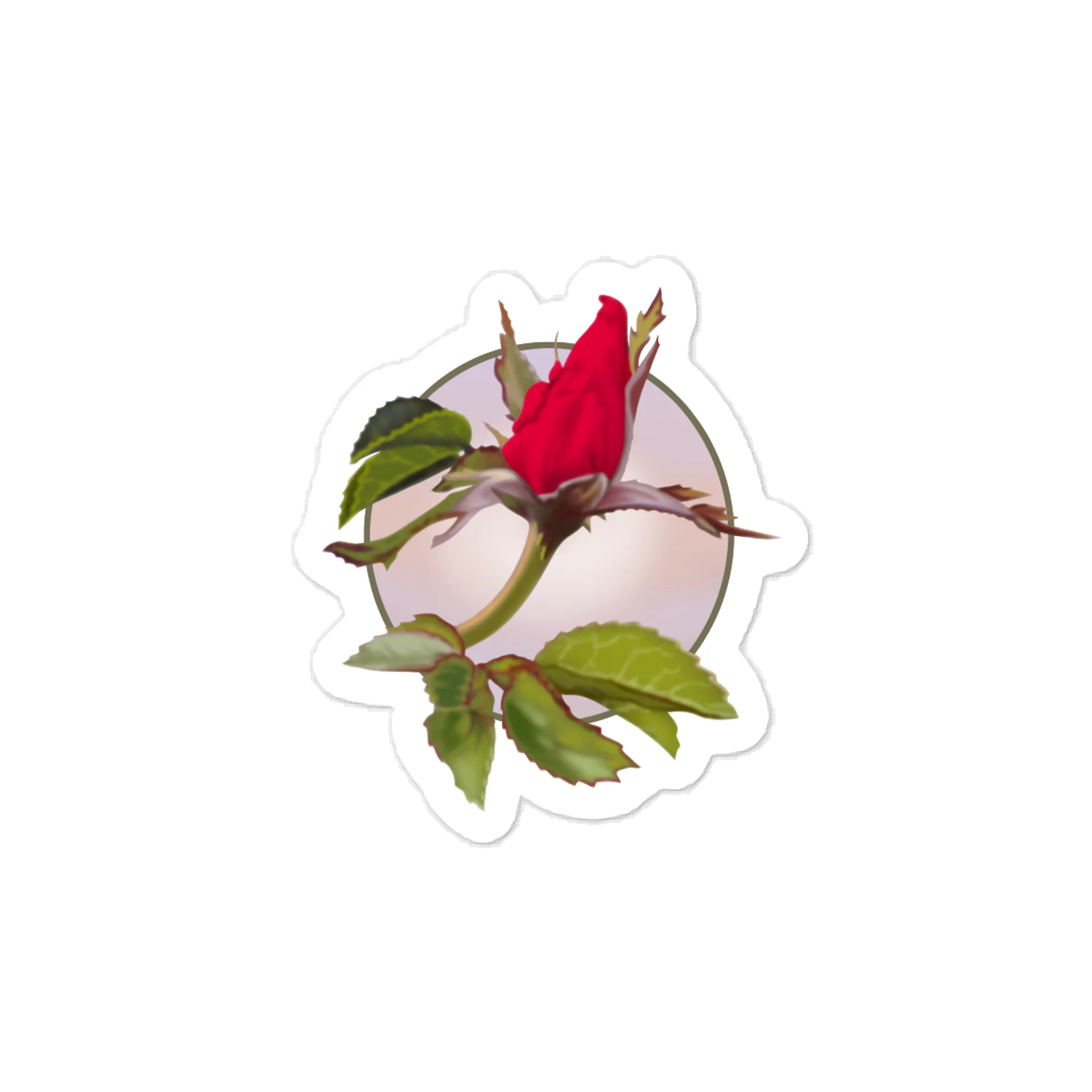 Aesthetic Red Rose Floral Vinyl Decal – Krita Airbrush Art Kiss-Cut Sticker product image (1)
