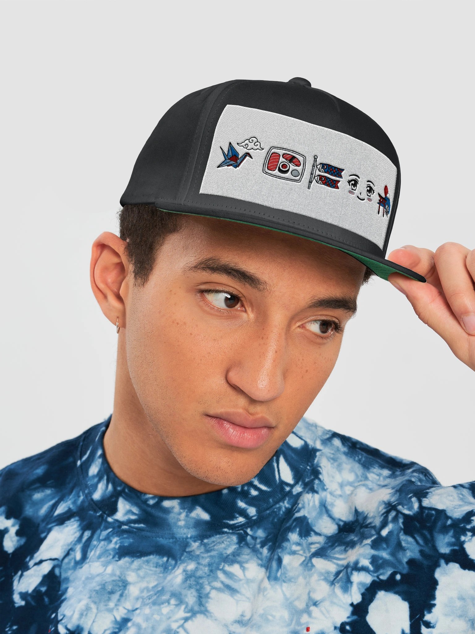 Japanese Iconography Flat Bill Snapback | Minimalist Cotton Twill Anime Hat product image (33)