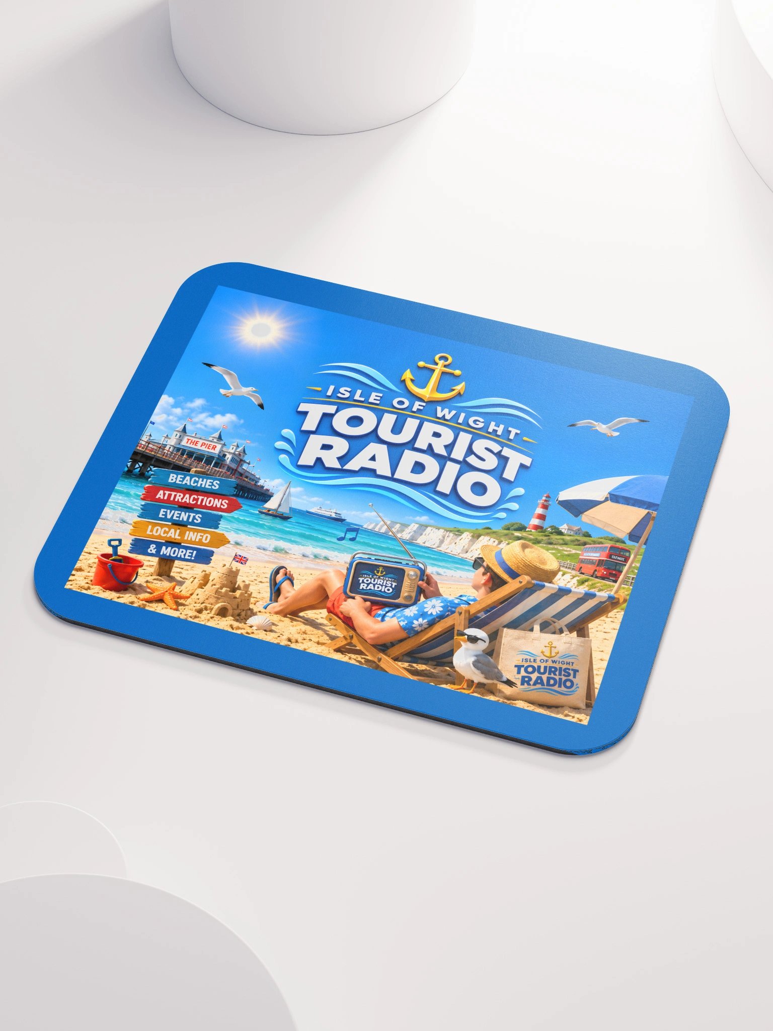 Isle of Wight Tourist Radio Beach Scene Mouse Mat product image (3)