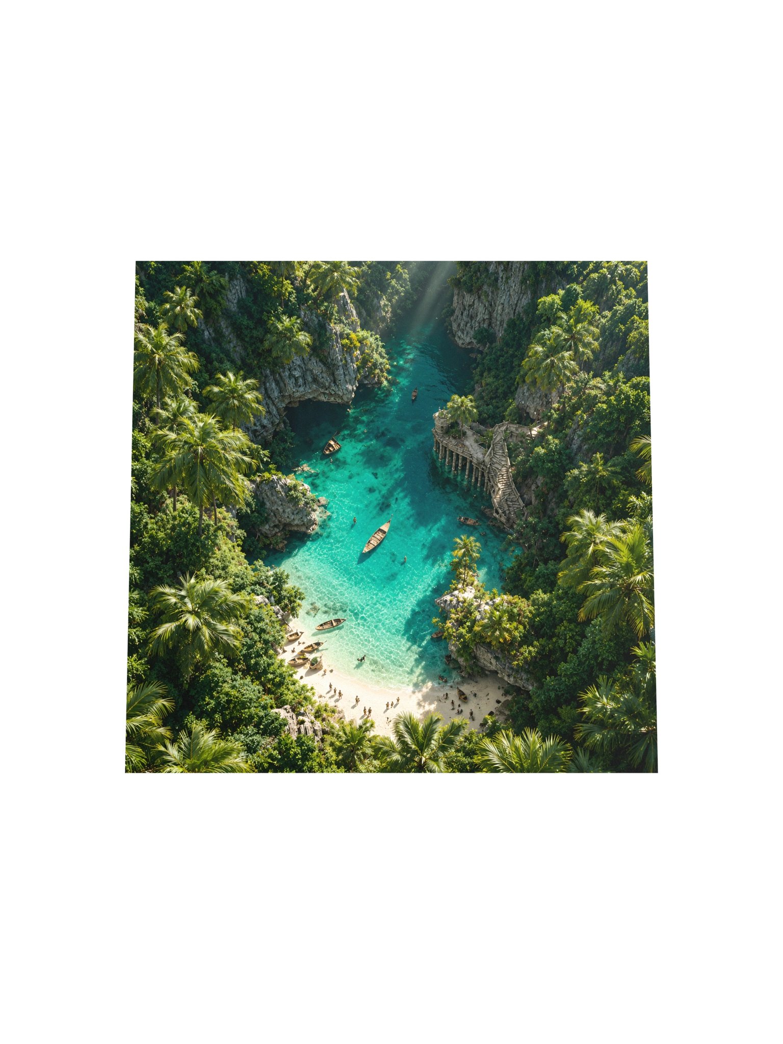 Hidden Turquoise Lagoon Wall Art | Emerald Tropical Paradise Poster | Fantasy Beach Landscape | Digital Download product image (5)