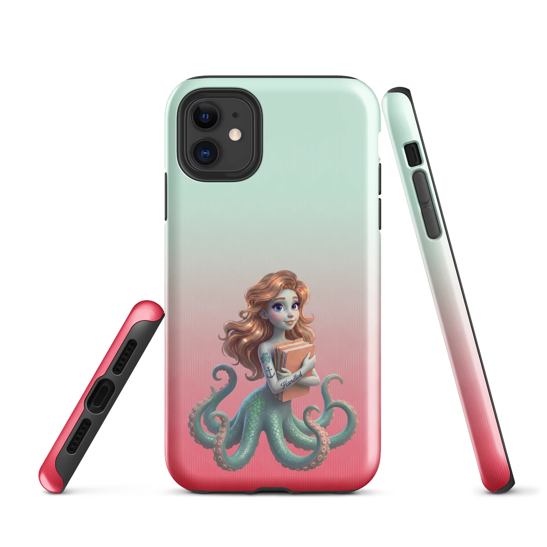 Handled's Ella holding folders on tough iPhone case product image (1)