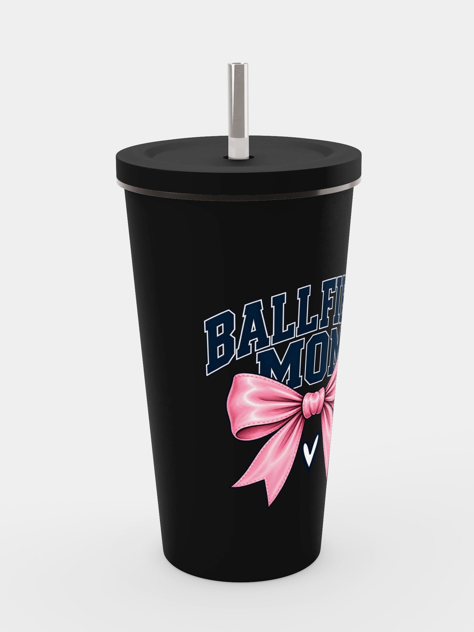 Varsity Ballfield Mom Pink Bow Tumbler | Cup with Straw product image (4)