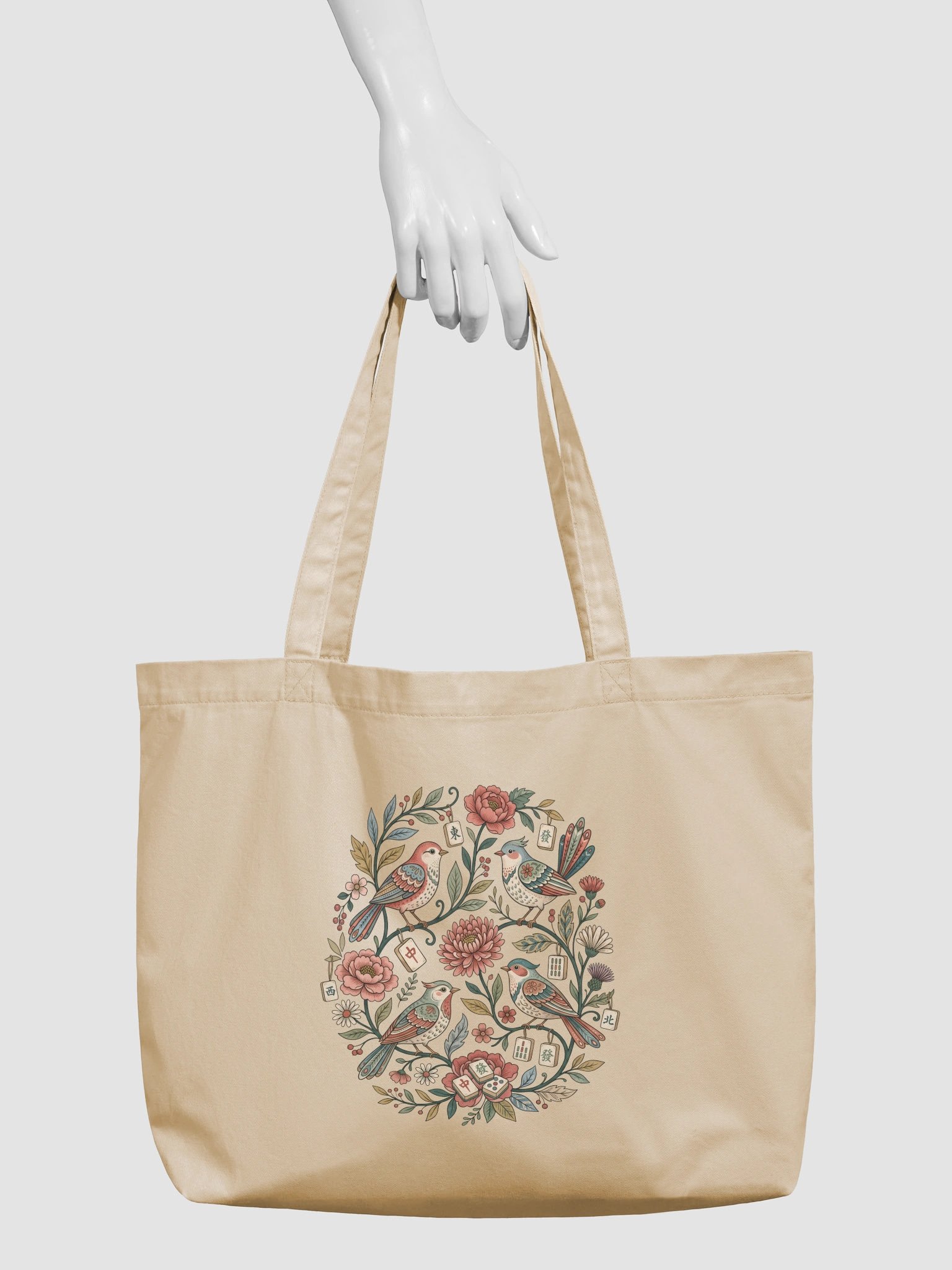 Vintage Floral Mahjong Organic Cotton Tote Bag product image (5)