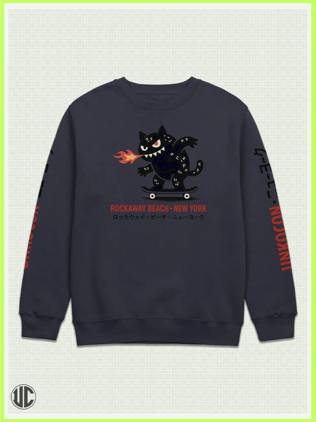 UnkoCon – Rockaway Beach NY Skater Crew Neck Sweatshirt product image (1)
