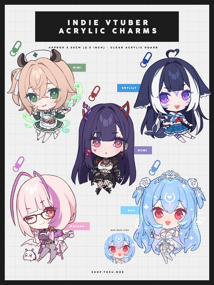 Indie VTuber Acrylic Charms product image (1)