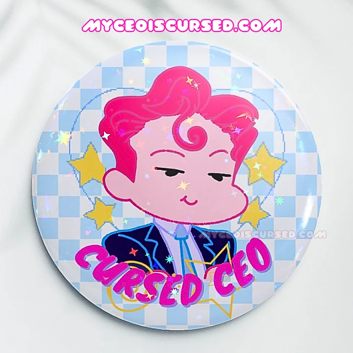 Cursed CEO - Holographic Button Badge 🩷 product image (2)