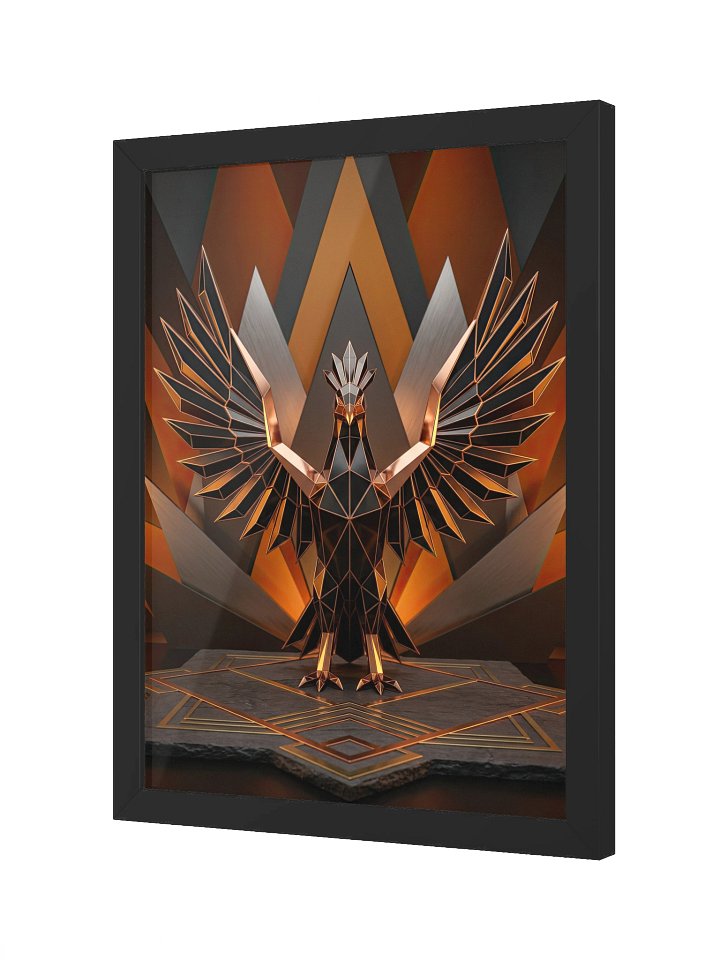 Radiant Geometric Phoenix Framed Poster - Neo-Deco Luxury Wall Art product image (2)