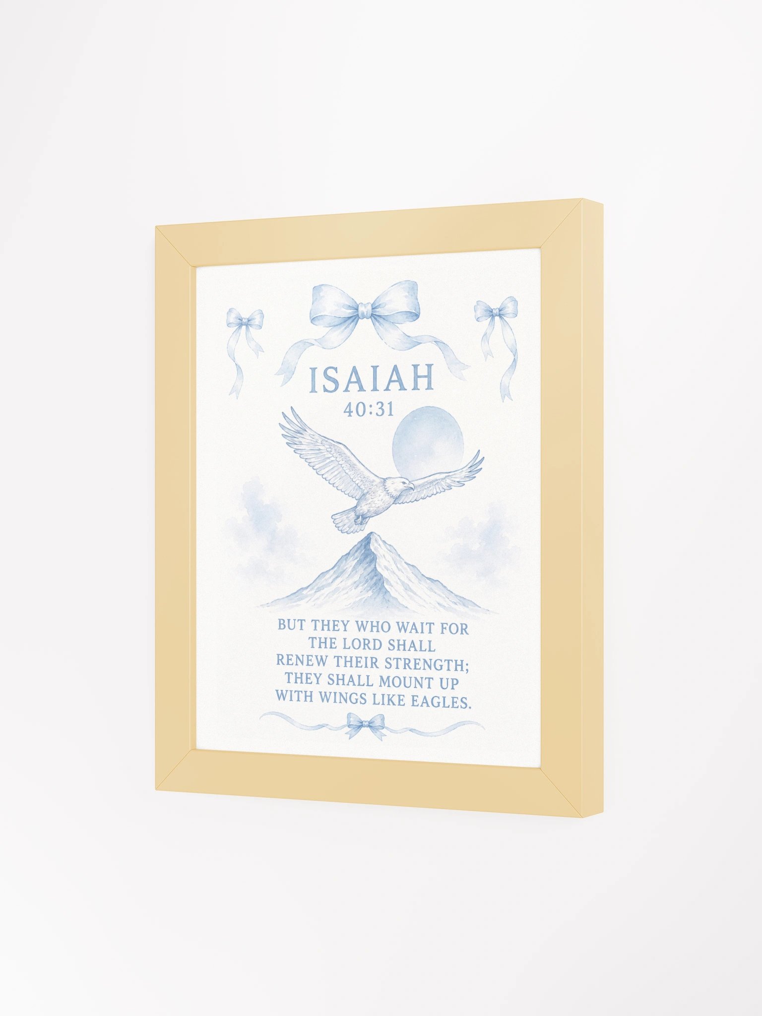 But They Who Wait For The Lord Shall Renew Their Strength Isaiah 40:31 | Blue Coquette Framed Christian Wall Art product image (3)