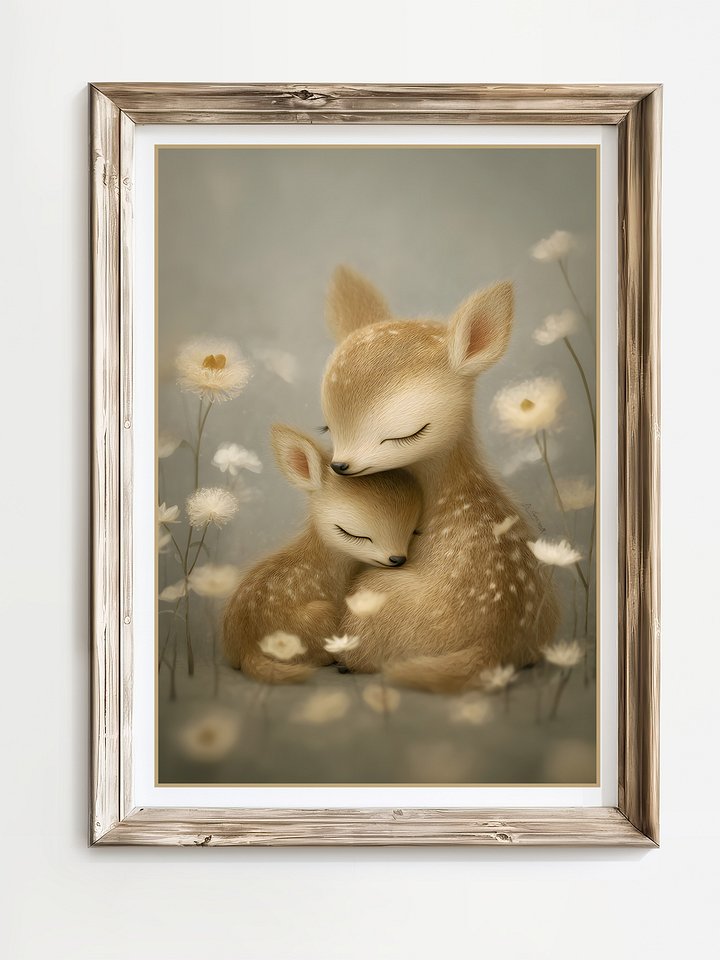 Mommy and Baby Deer With Wildflowers product image (1)
