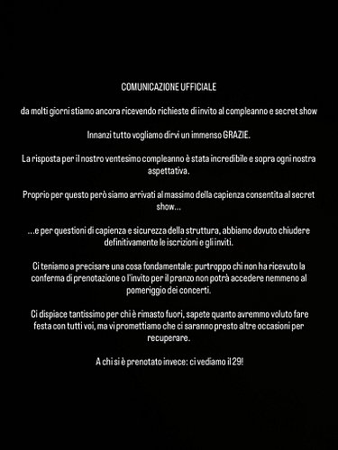 da molti giorni stiamo ancora ricevendo richieste di invito al compleanno e secret show

Innanzi tutto vogliamo dirvi un imme...
