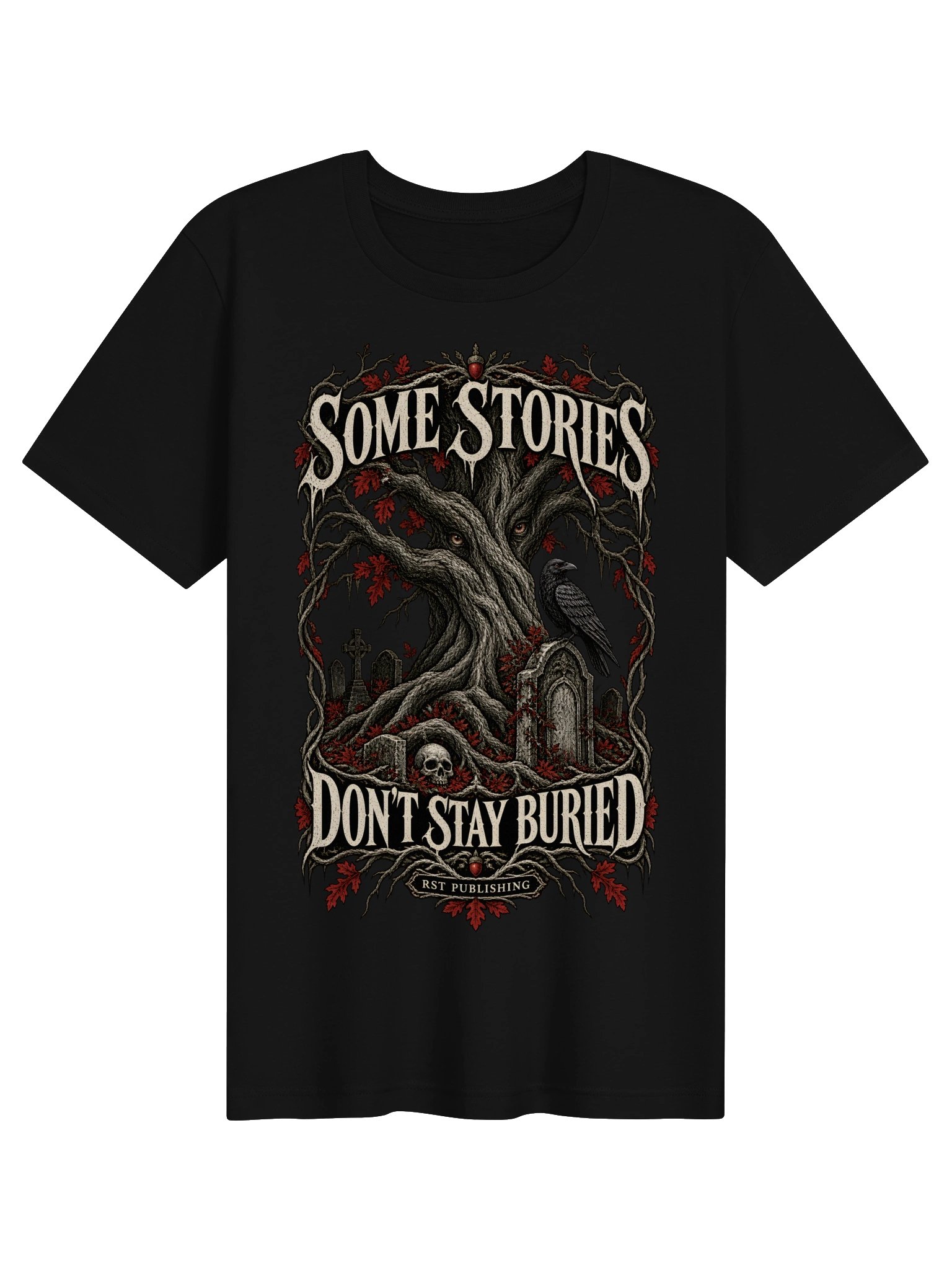 Some Stories Don’t Stay Buried | Gothic Oak & Raven T-Shirt product image (1)