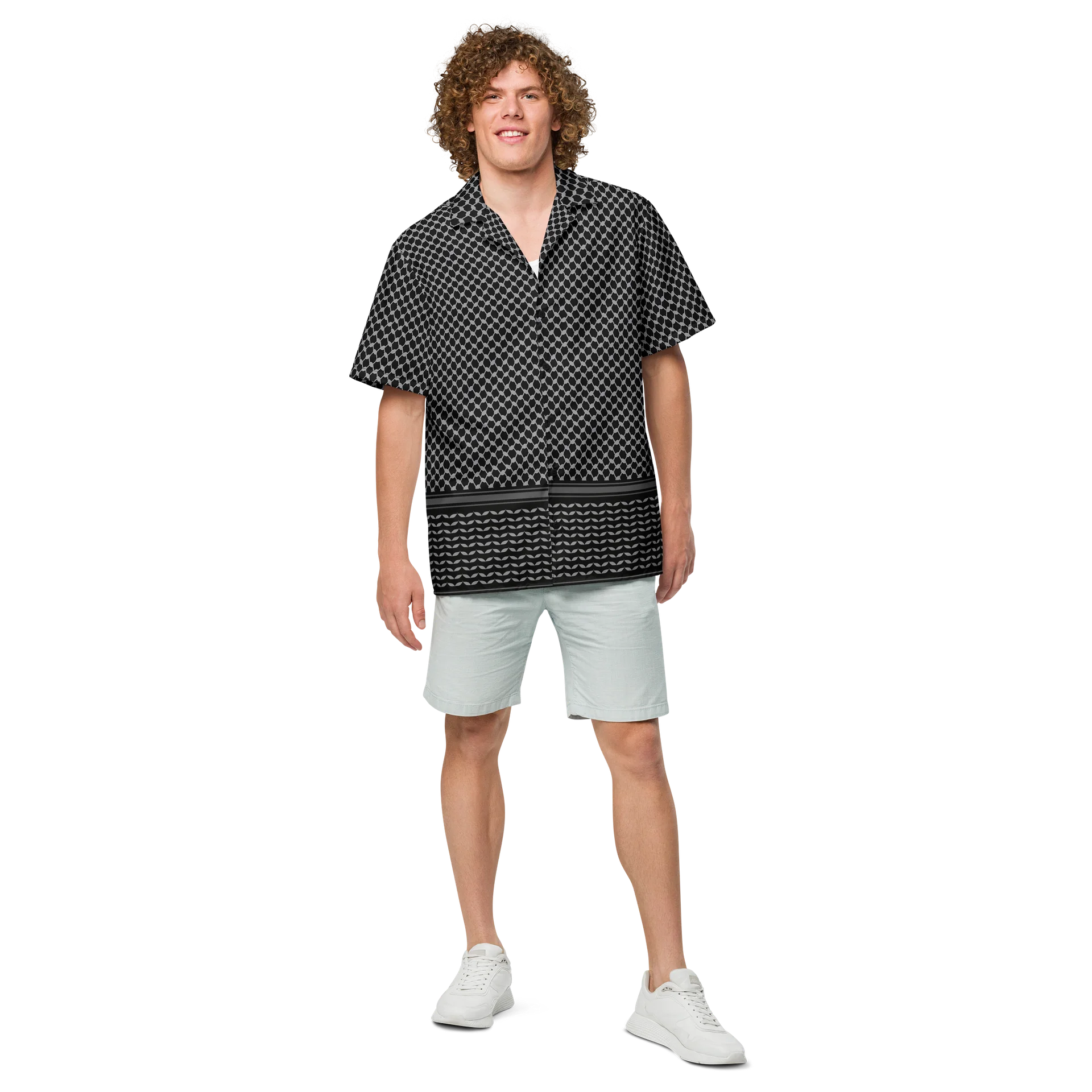 Kufiya Button Down Shirt Black & Grey product image (7)
