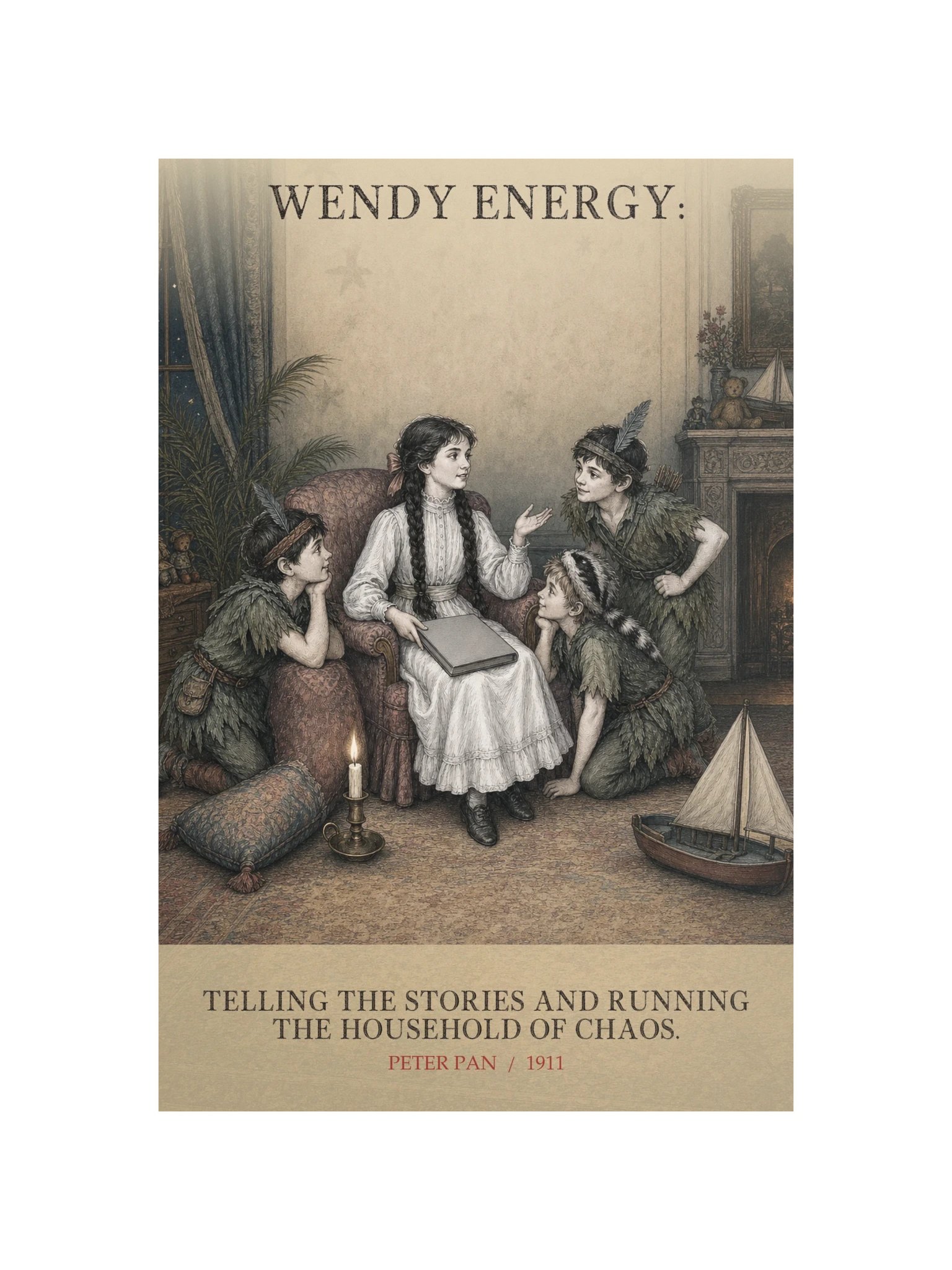 Wendy Energy Telling Stories Running Household Chaos -- Peter Pan Art Print product image (12)
