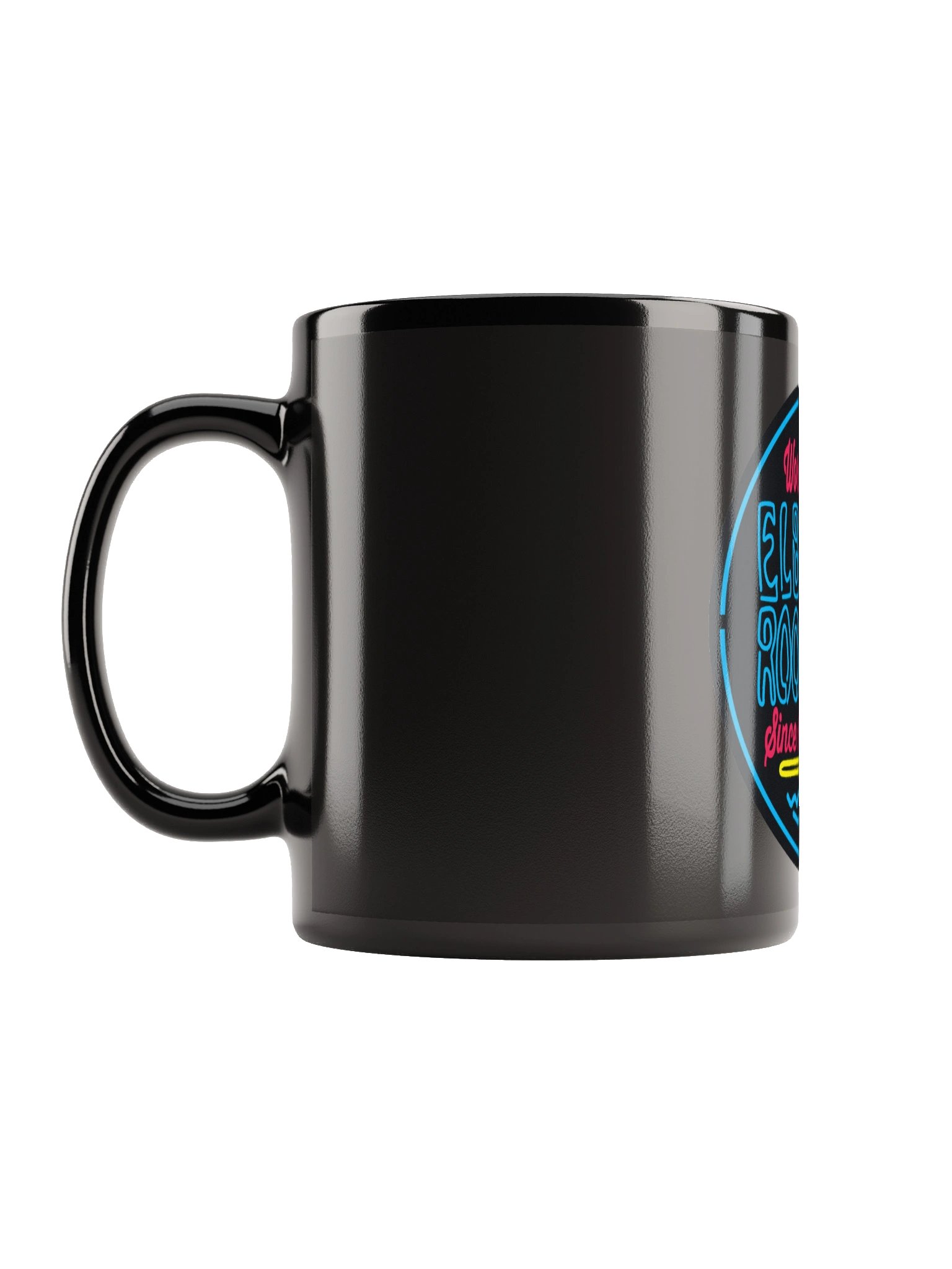 Elbo Room World Famous Neon Flamingo Ceramic Coffee Mug | Gloss Black product image (1)