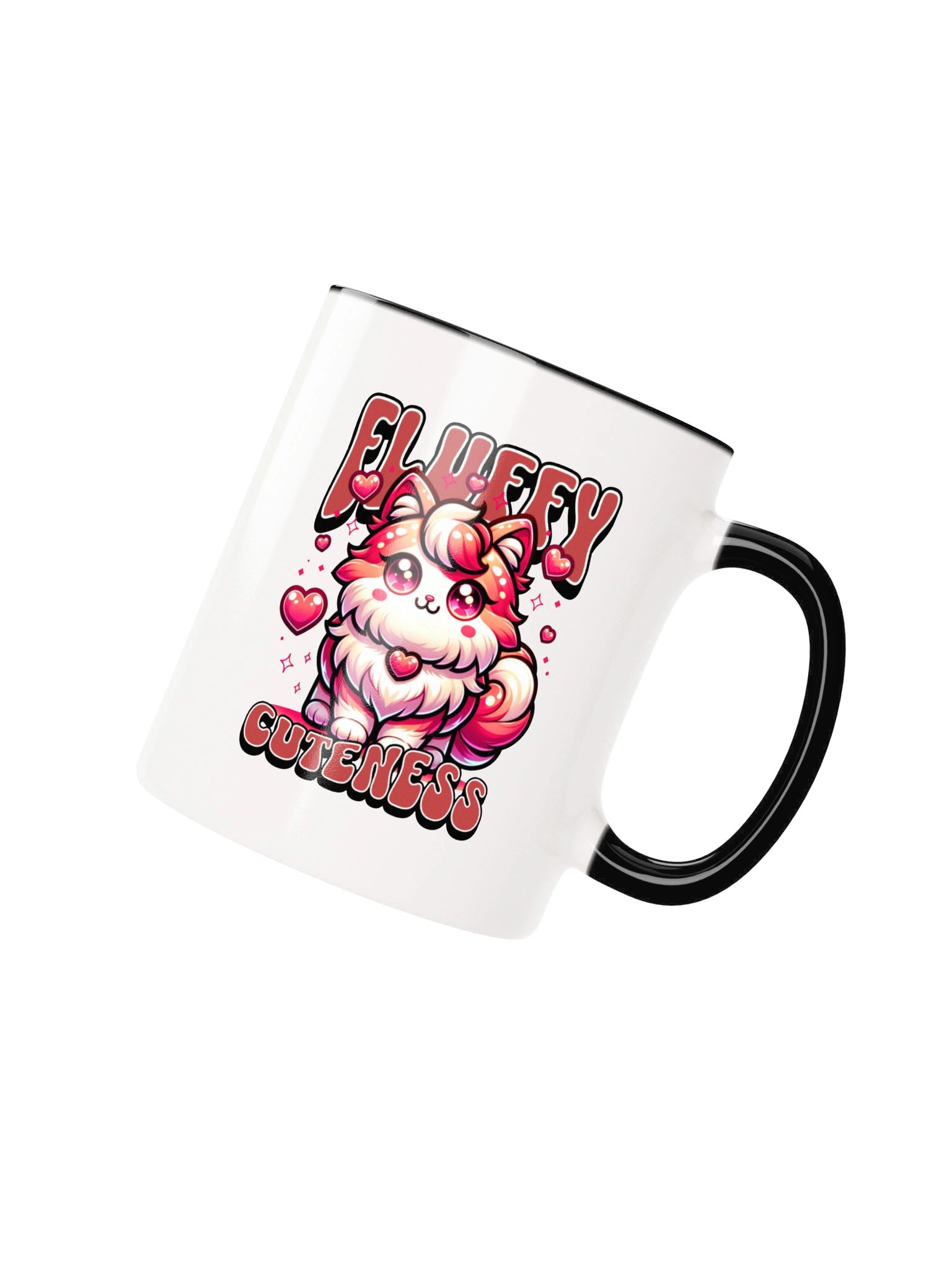 Cute Fluffy Cat - Kawaii Pink Fluffy Cat With Hearts - Cute Cuteness Cat Design product image (2)