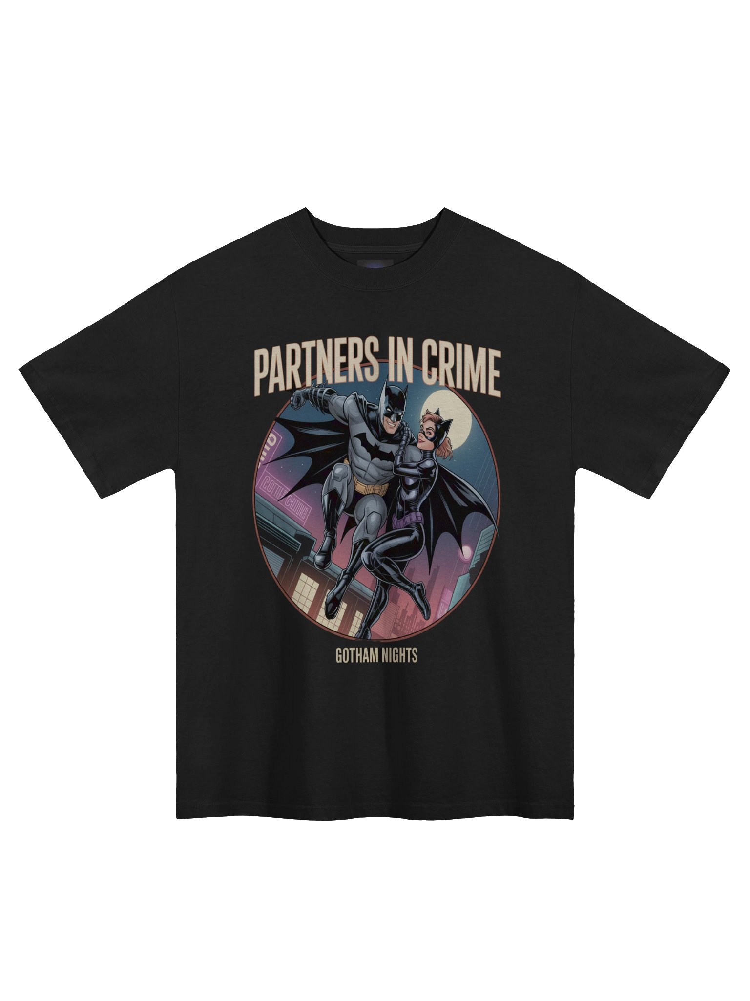 Forbidden Flight: Batman & Catwoman Partners in Crime Oversized Faded T-Shirt product image (3)