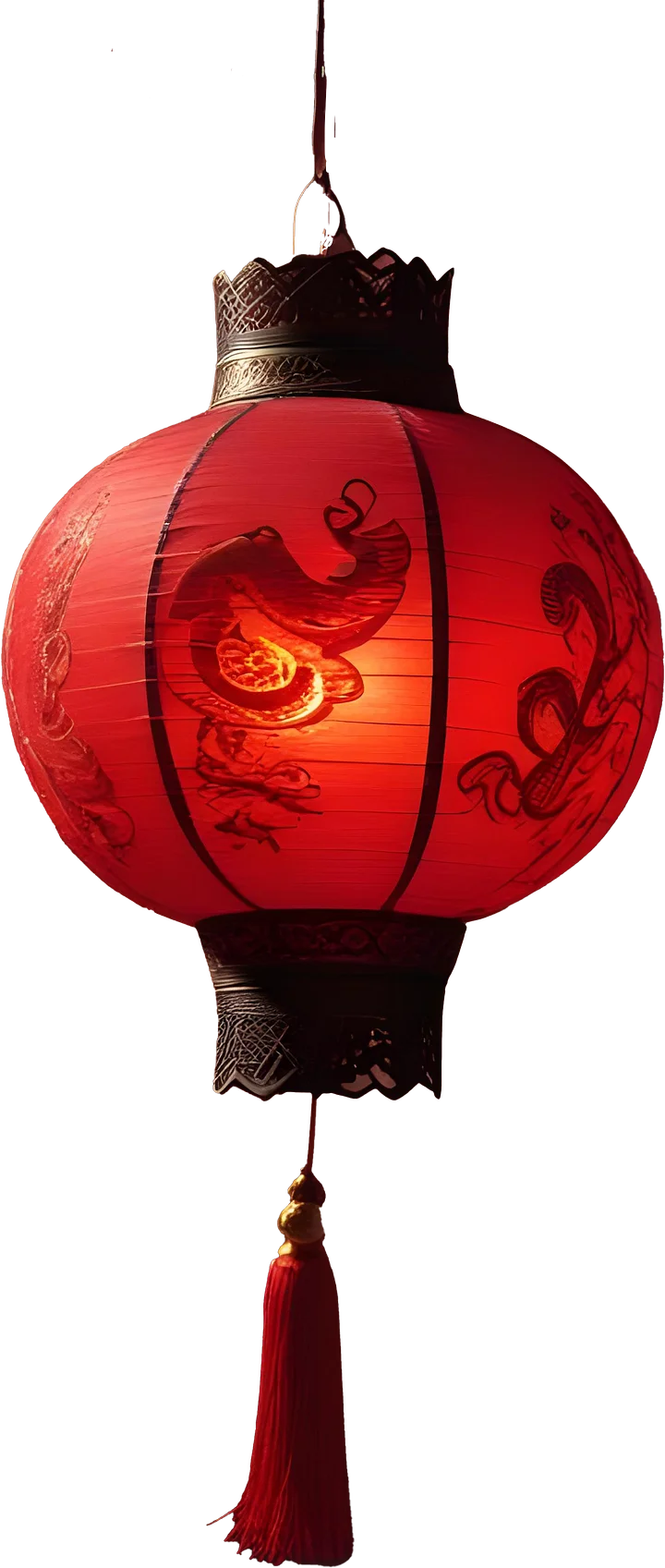 Chinese Hanging Lantern – Traditional Red Tassel Design PNG product image (1)