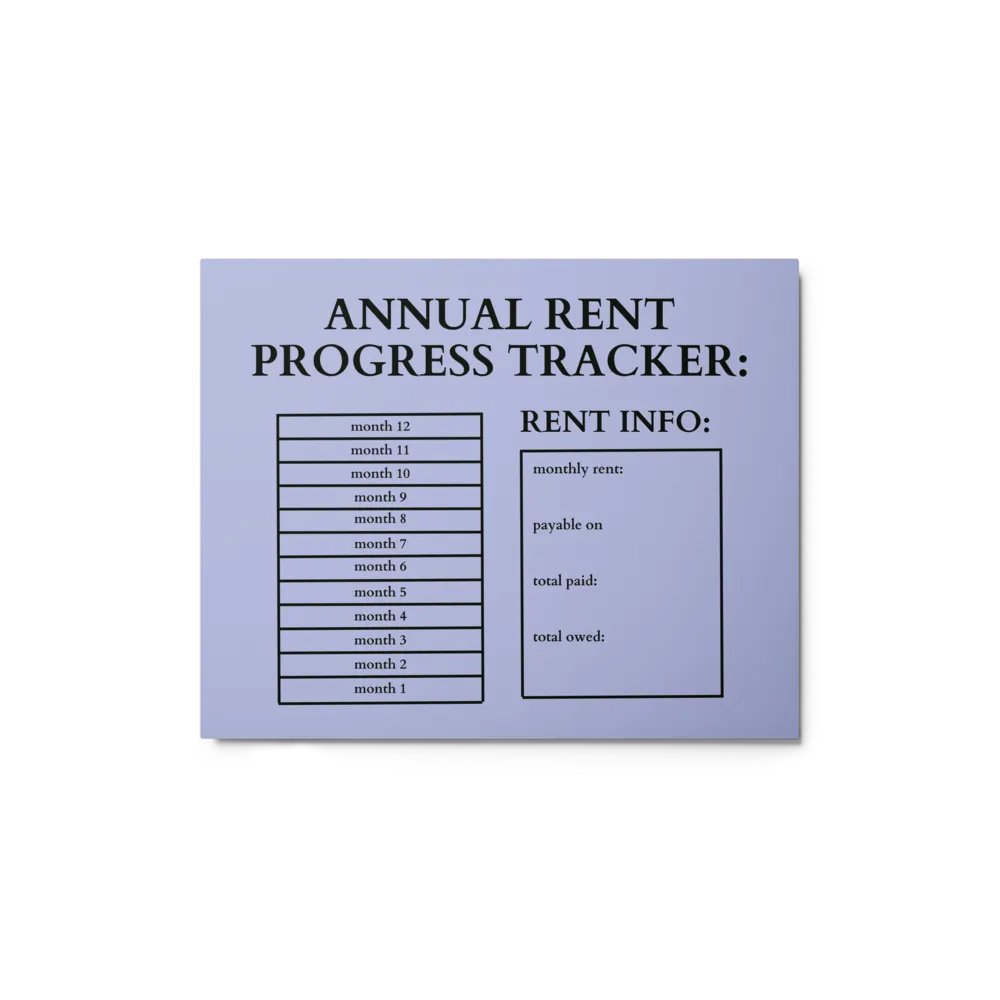HIGHFALUTIN ANNUAL RENT TRACKER (black design 5) product image (1)