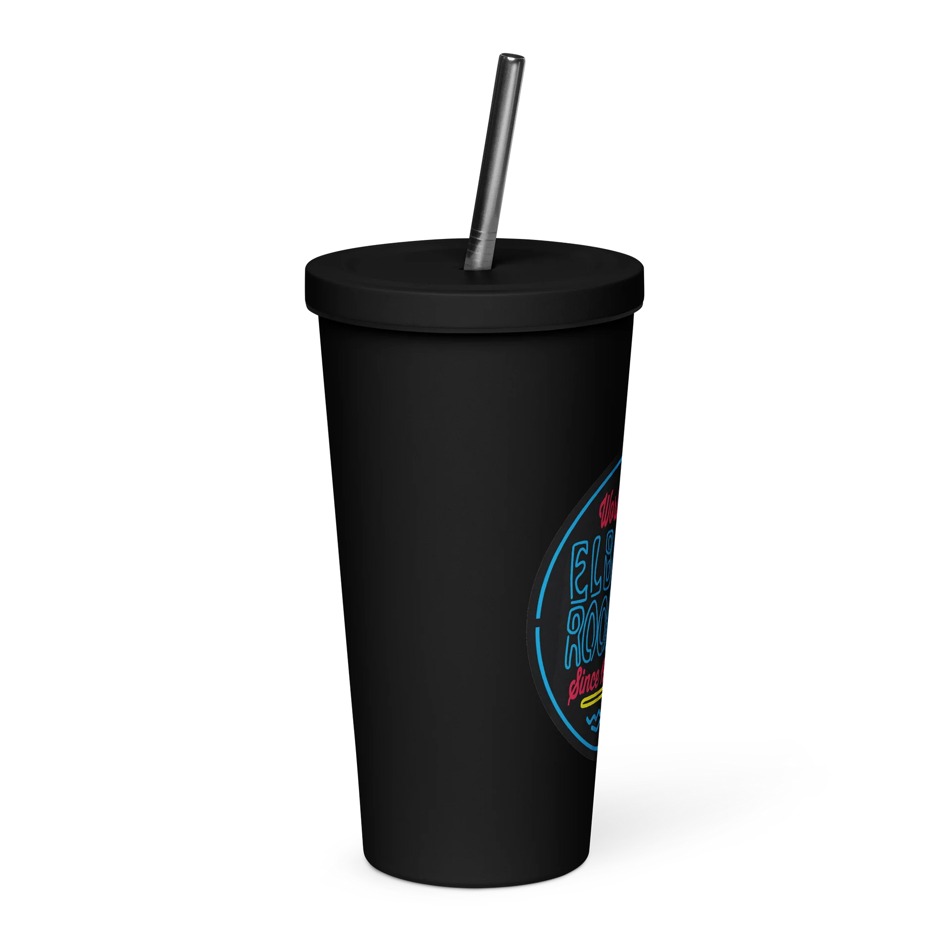 Elbo Room World Famous Neon Flamingo Matte Straw Tumbler | 20oz Black product image (4)