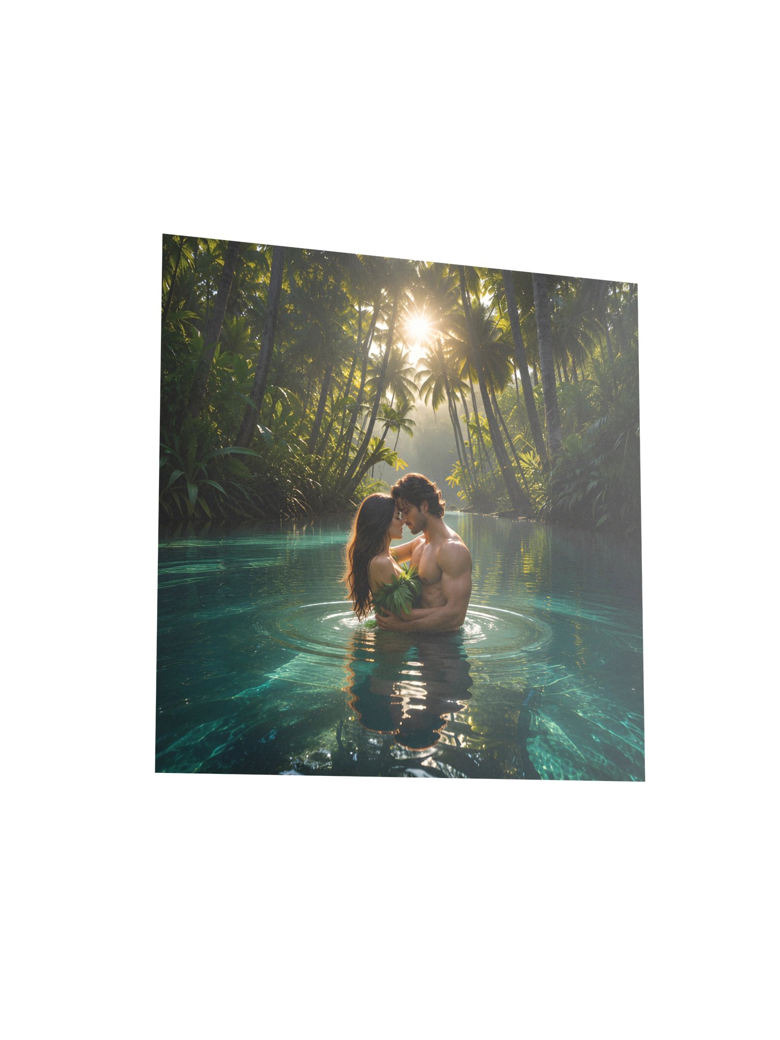 Tropical Blue Lagoon Romance Poster - Couple in Paradise Wall Art product image (4)