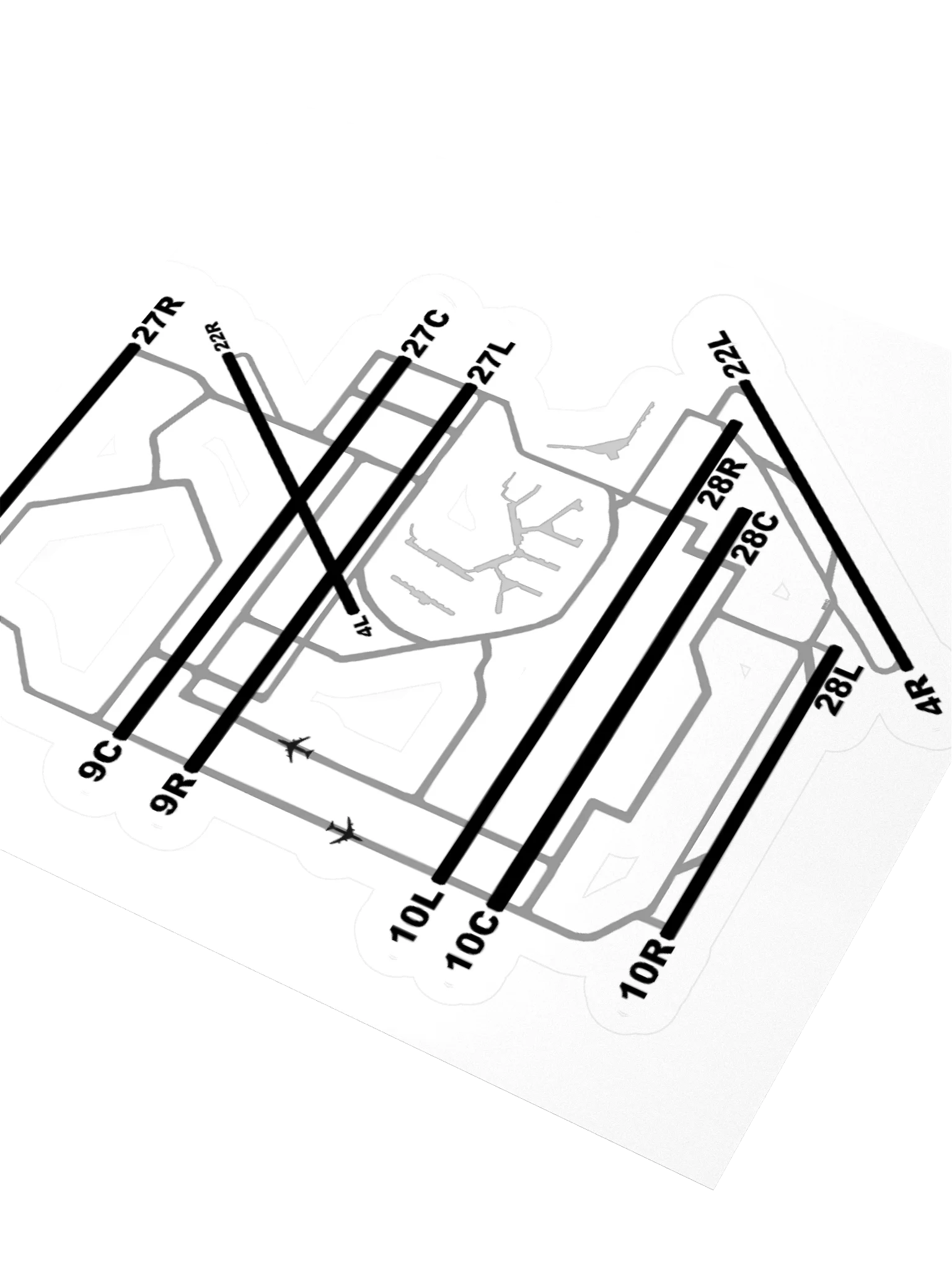 O'Hare Airport Chicago Runway Diagram Sticker product image (3)