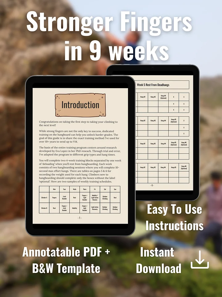 9 Weeks To Stronger Fingers Training Plan (Digital Download) product image (1)
