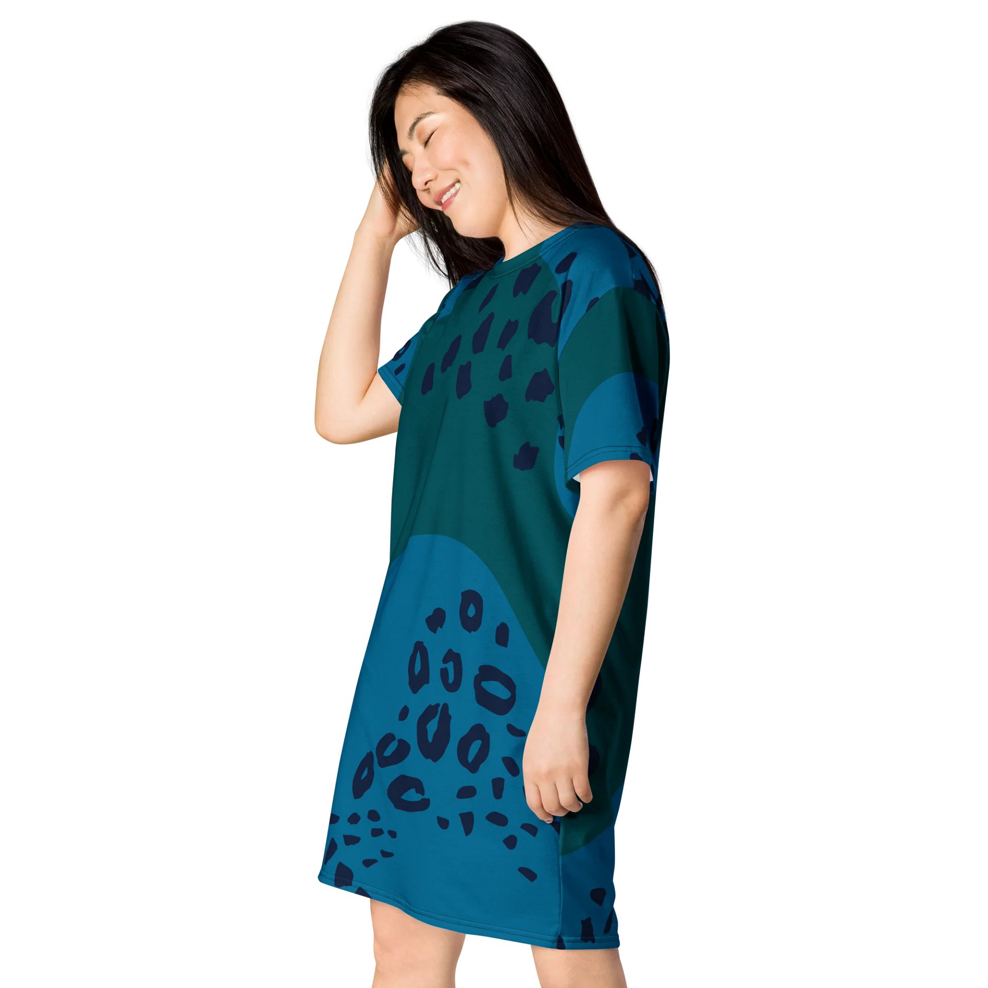 Trendy Oversized T-Shirt Dress with Unique Leopard Print Design - TDSMUSIC product image (3)