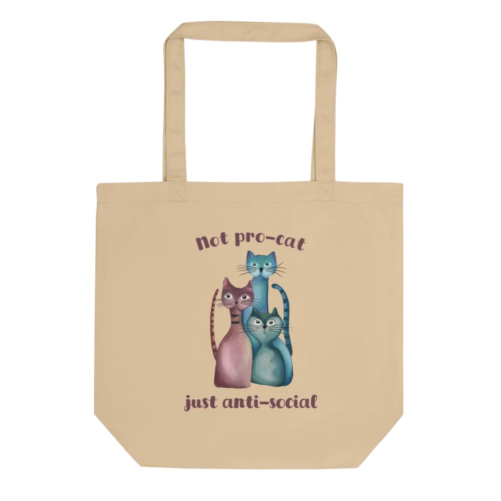 Hand-drawn three abstract cats - Not pro-cat, just anti-social Canvas Tote Bag product image (2)
